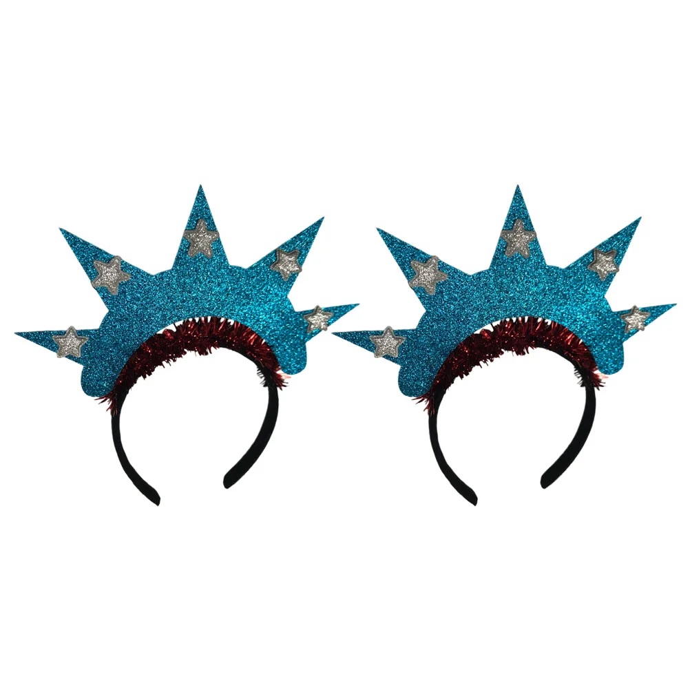 2 Pcs Statue of Liberty Headband Hair Hoop Headbands Independence Day Star Headgear Cosplay Crown Headdress Hoops Drawing Props