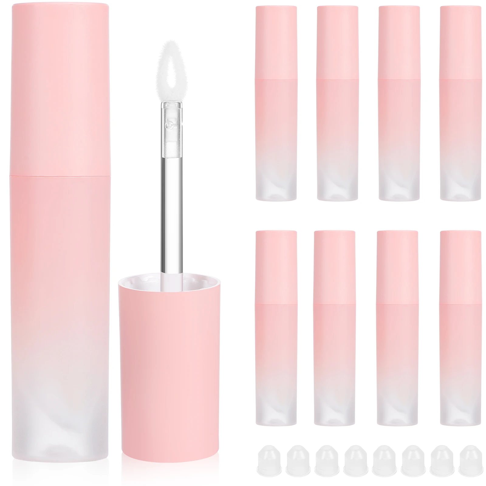 

8pcs Lip Gloss Tubes Empty 3ml Gradient Refillable Portable Lip Balm Containers Fashionable Lasting Tube