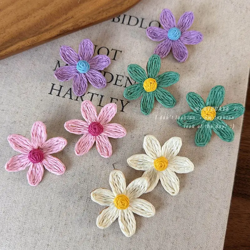 Flower Stud Earrings Oversized Multicolor Resin Beach Vacation Summer Lightweight Eyecatching Dangle Jewelry Women Daily