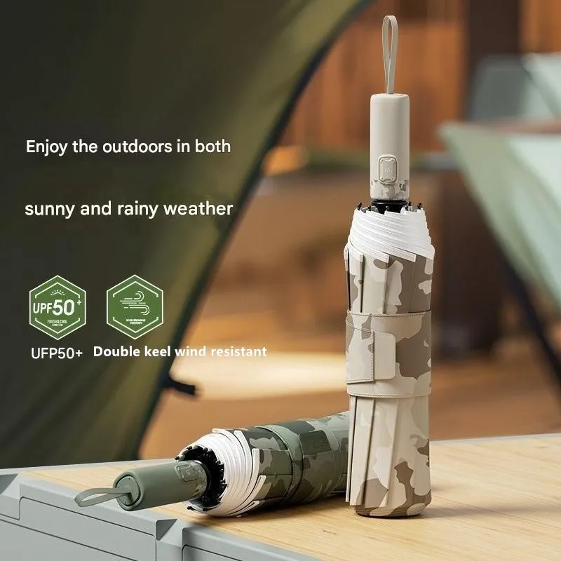 Fully Automatic Camouflage Umbrella for Men Enlarged Thickened Reinforced Large Size Wind-resistant Foldable Business Umbrella