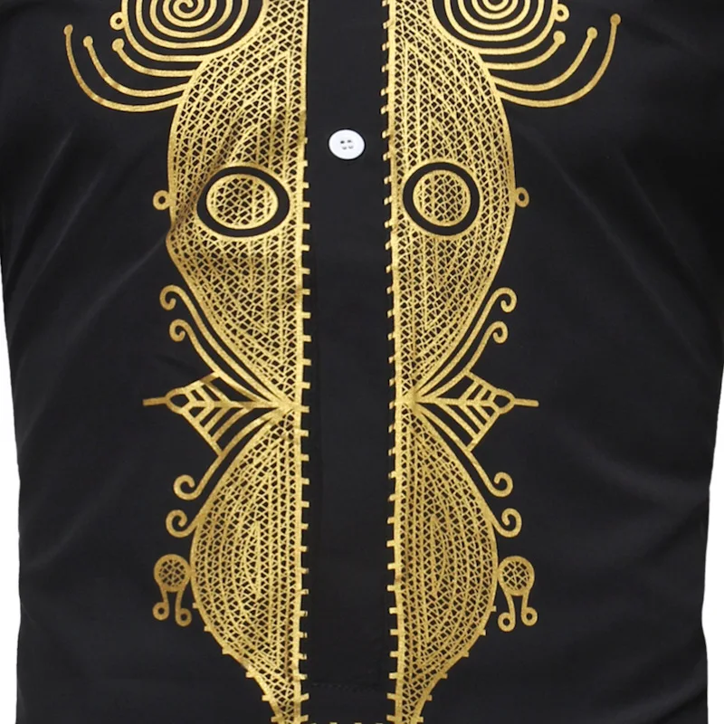 African Dashiki Shirt Men 2024 Traditional Dashiki Long Sleeve Mandarin Collar Shirt Pullover Men Africa Clothing Chemise Homme