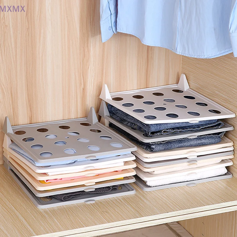 10 STKS Shirt Opbergplanken Stapelbare T-shirt Organizer Opvouwbare Kledingplank Multifunctionele Draagbare Kledingopslag