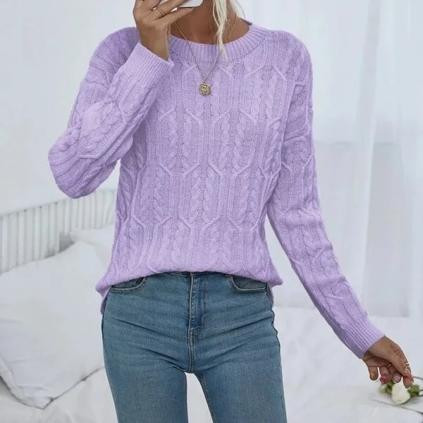 

Осень/зима 2022, женский свитер, однотонный вязаный топ с круглым вырезом и длинными рукавами, элитный дизайн