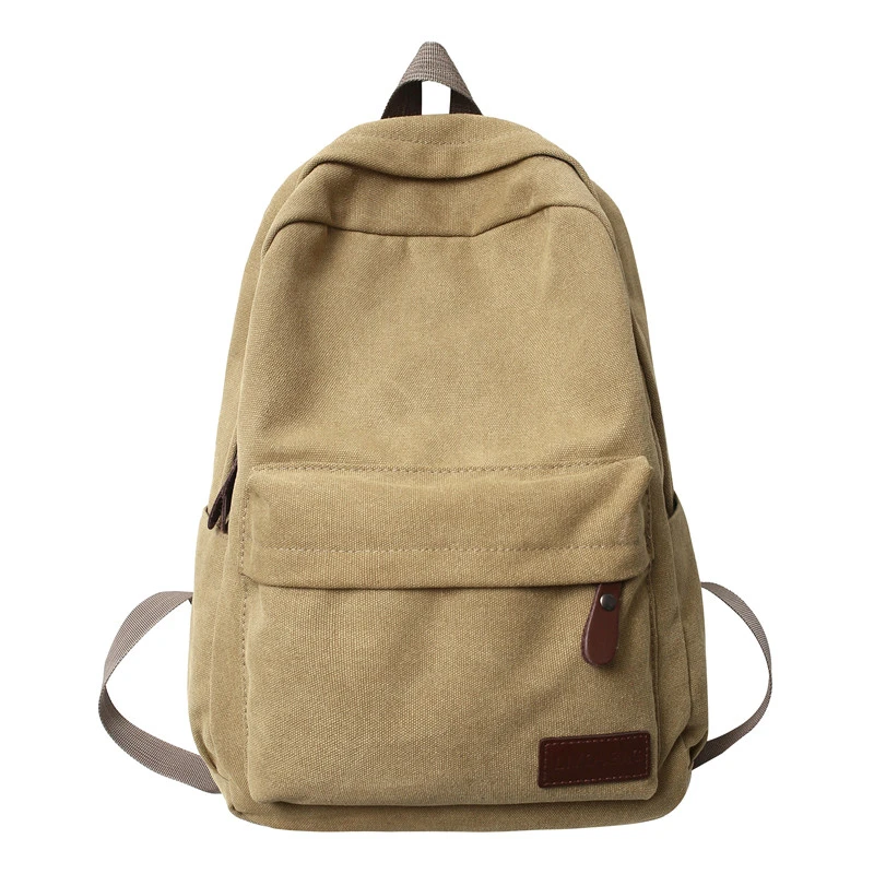 

Solid Black Canvas Backpacks 100% Cotton Leisure Or Travel Bags Unisex Large Capacity Packages Fashion Simple School Bags