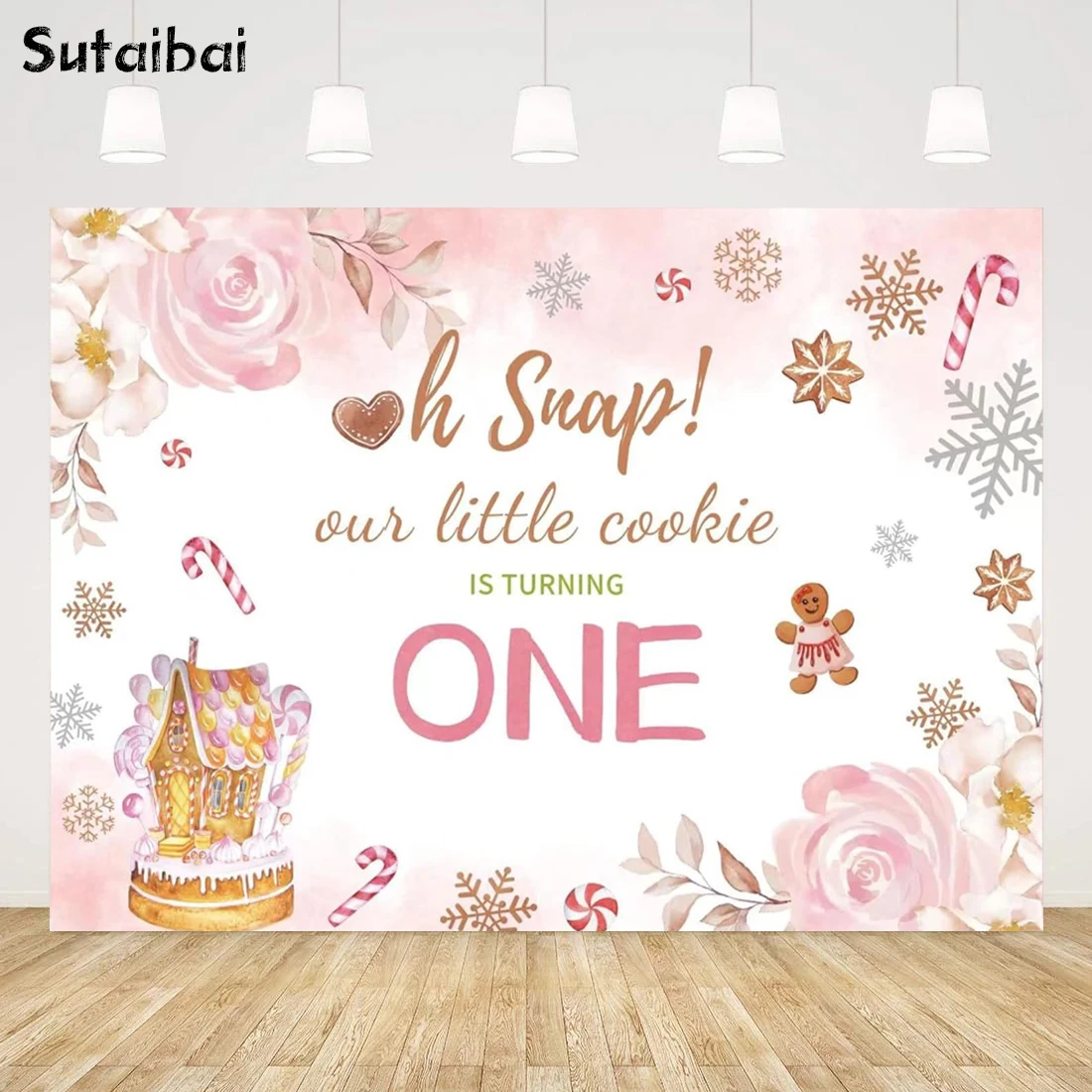 

Winter Onederland 1st Birthday Backdrop Pink Silver Snowflake Flowers Castle Girl Photography Background Happy First Birthday