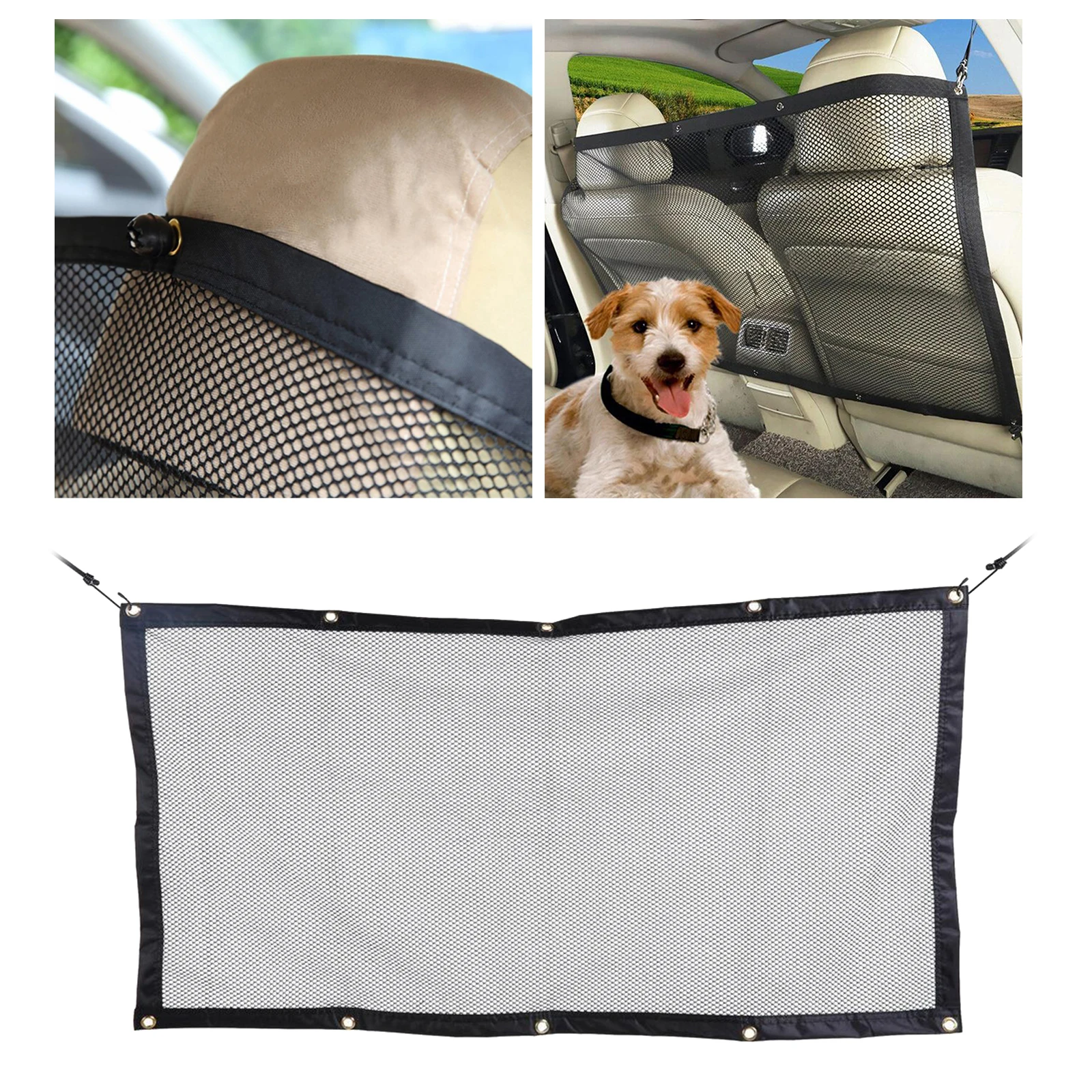 Dog Car Net Barrier Metal Hooks & Stretchable Mesh Obstacle, Back