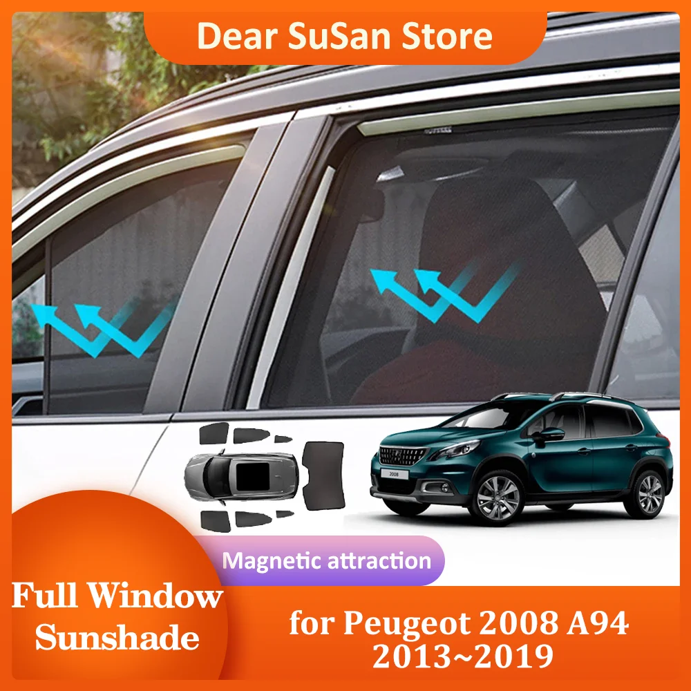 Car Magnetic Sunshade for Peugeot 2008 A94 2013~2019 2014 2015 Roof Windshield Curtain Window Sun Visor Sunroof Cover Accessorie