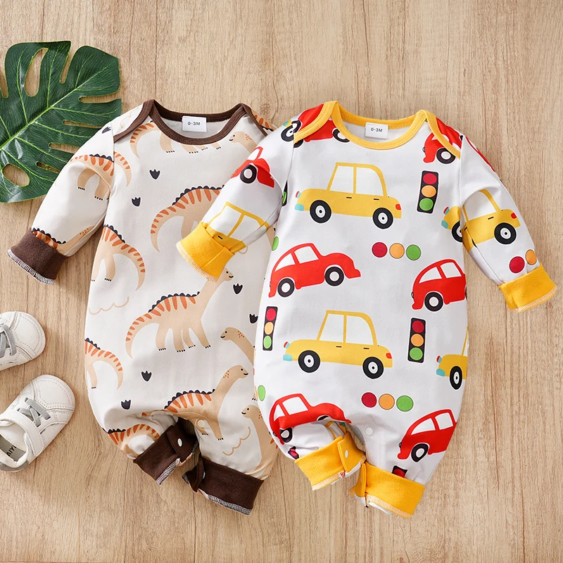 

Комбинезон с длинными рукавами для новорожденных, детская повседневная уличная одежда с героями мультфильмов, четырехсезонная одежда для альпинизма для маленьких мальчиков