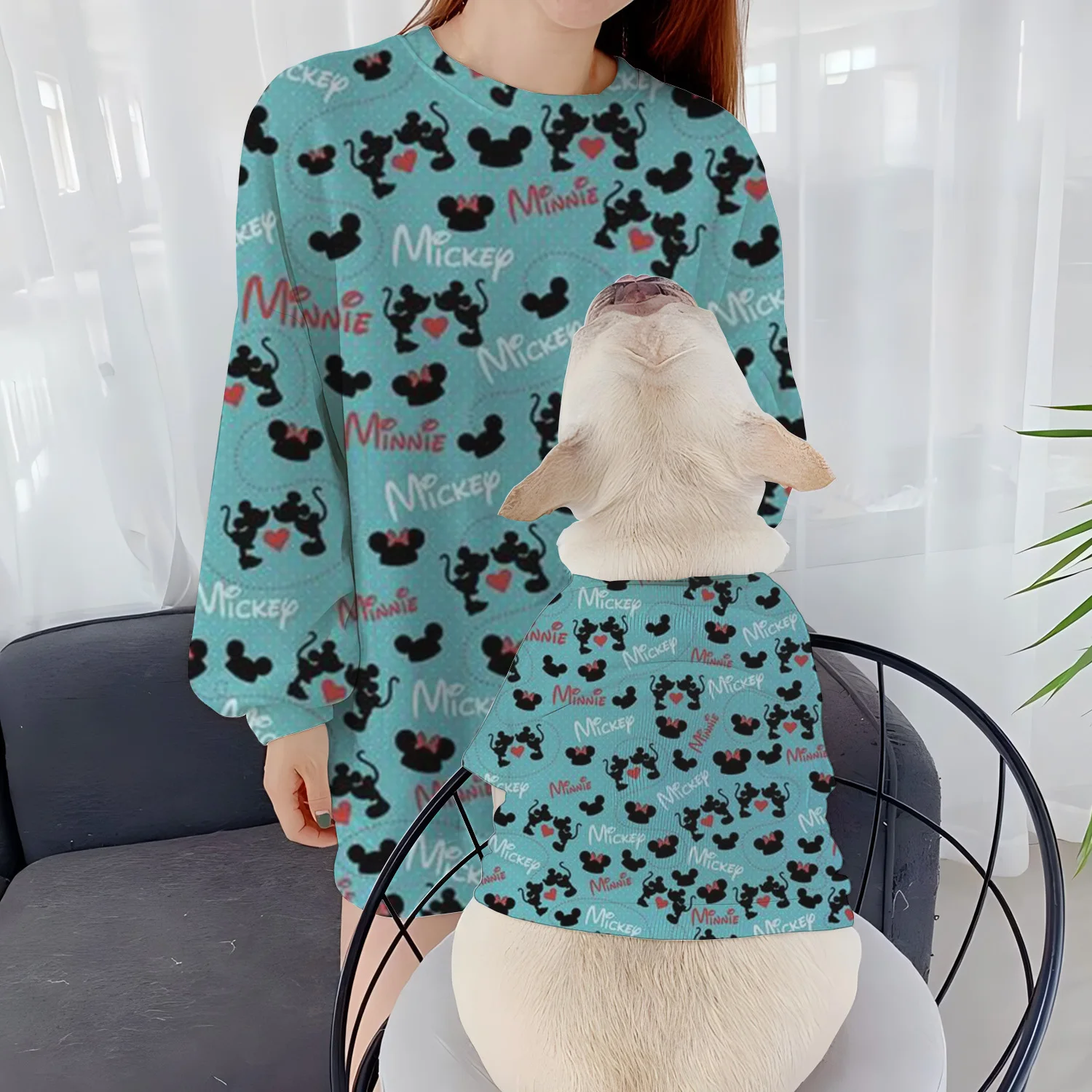 Casual Sweatshirts Women's Clothing Mickey Parent-Child Clothes Dog Fall 2024 Minnie Mouse Round Neck Pet Autumn Disney Pullover