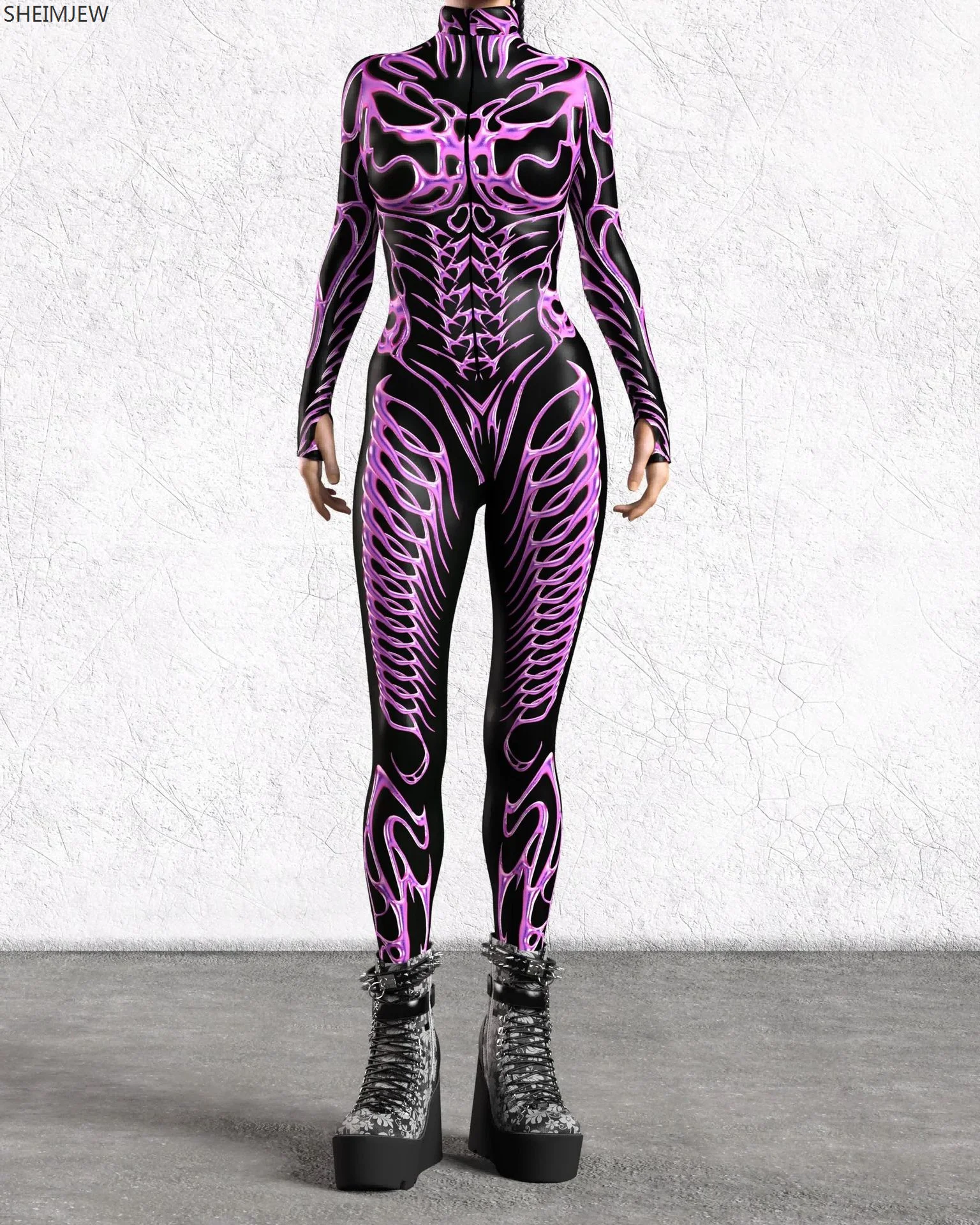 Halloween Art linee irregolari tuta festa di festa Cosplay Monos Morphsuit Stage che mostra Zentai Suit Unisex Fancy Rave Outfits