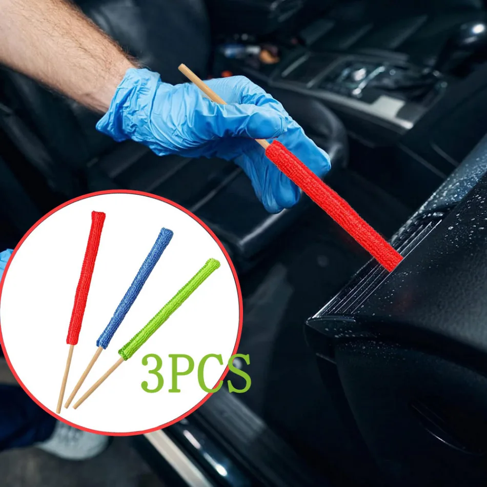 

3pcs Car Air Conditioner Blind Narrow Dust Collector Stick Cleaning Cloth Brushes Auto Microfiber Detail Cleaning Brush Tool