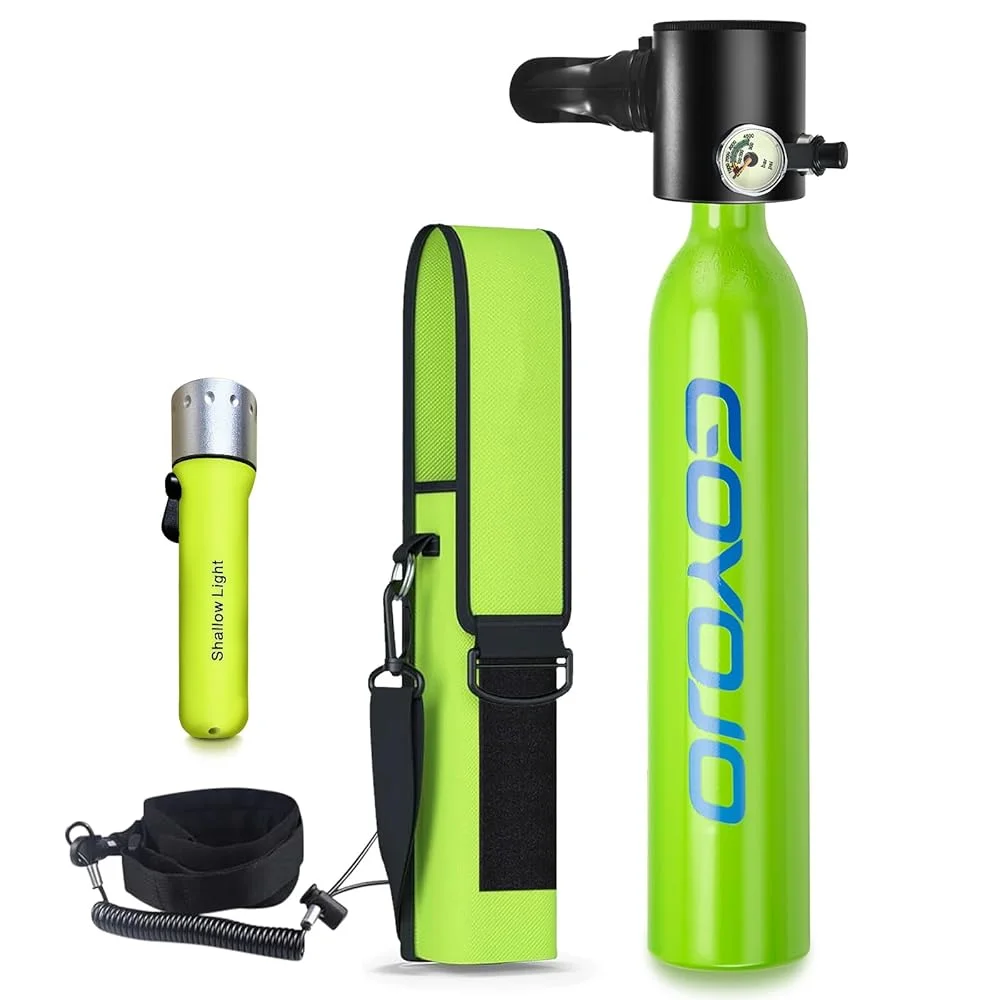 GOYOJO 0.5L Mini Scuba Tank Refillable Oxygen Cylinder with Capacity Scuba Tank 5-10 Minutes Underwater Diving Gear