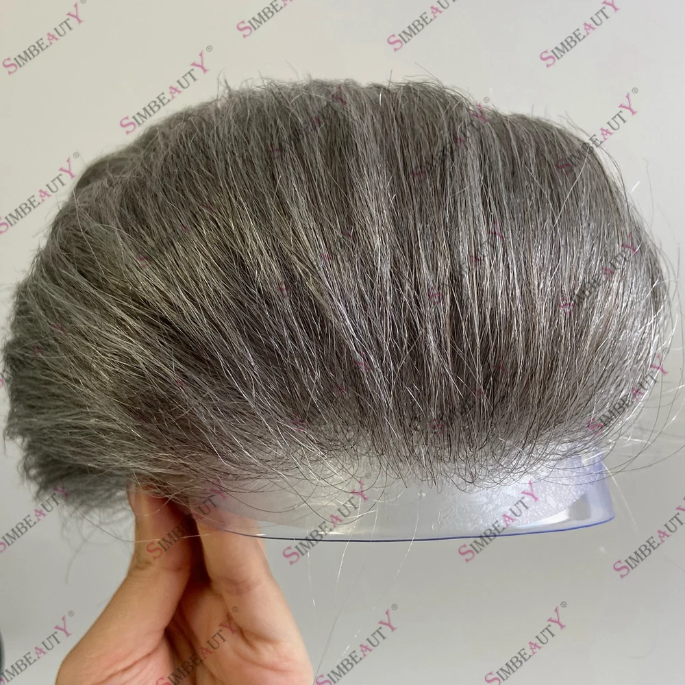 Undetectable Super Natural Hairline Durable Vloop Skin Human Hair Gray Black Brown Capillary Prosthesis Toupee 0.06-0.08mm Skin