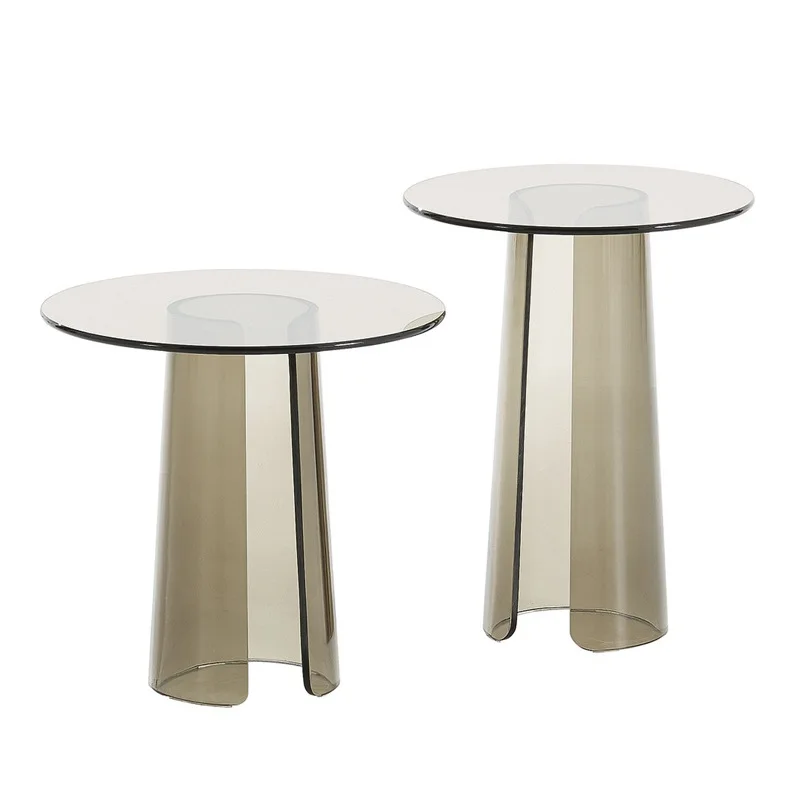 Italian minimalist corner  designer side table living room acrylic transparent glass coffee table size round table