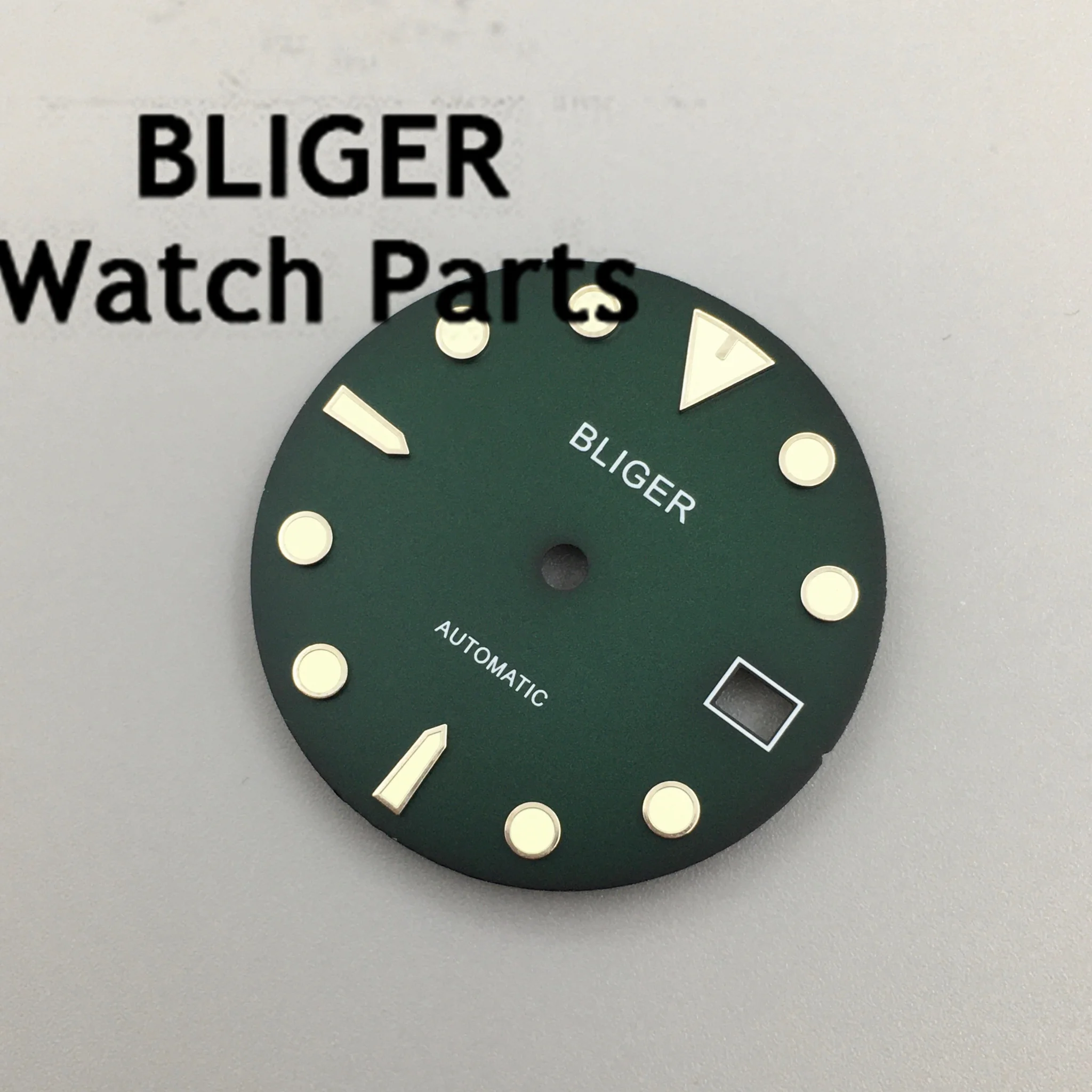 BLIGER 29mm czarna niebiesko-zielona tarcza zegarka C3 świecąca tarcza dopasowana do ruchu NH35 3 korona 3.8 korona