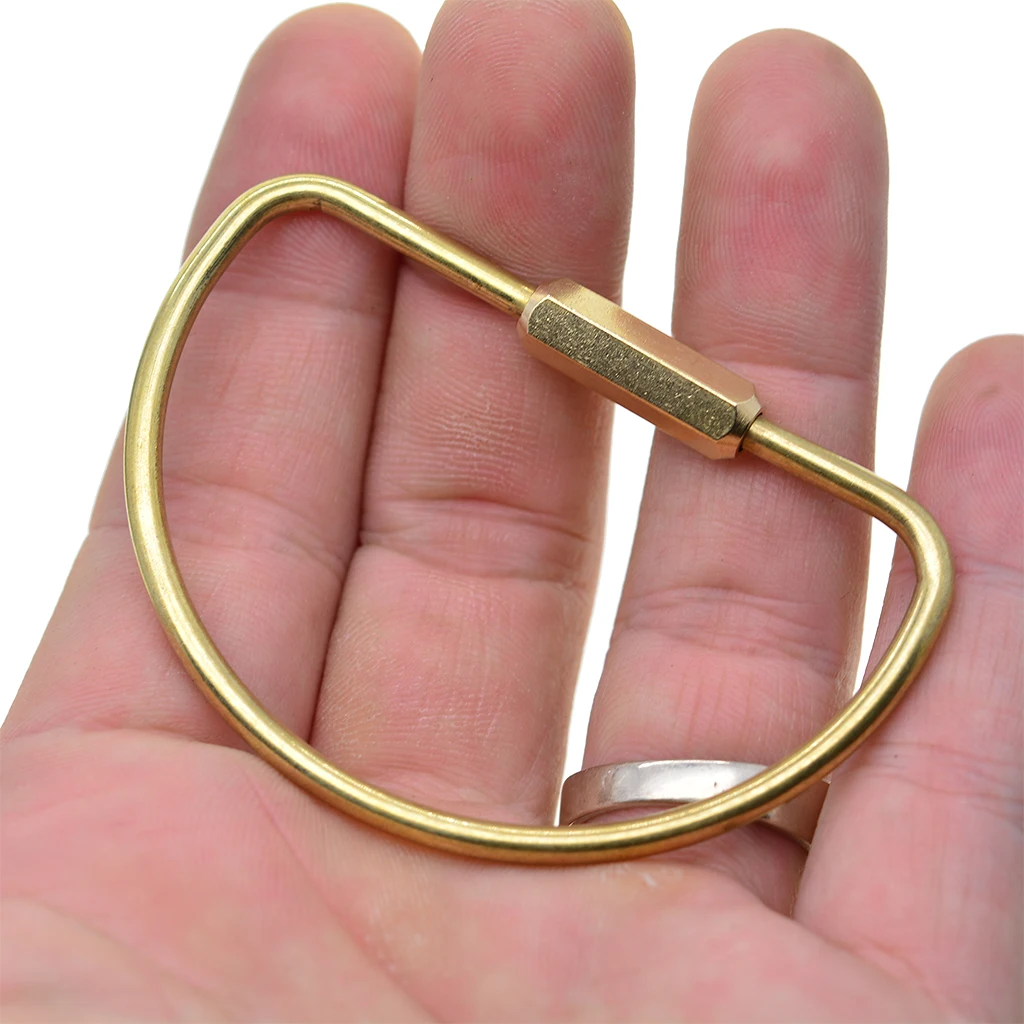 6  pcs 60mm large  solid brass D shapearch semicircle screw lock hook Carabiner Keyring Keychain EDC tool scrap booking biner image 3