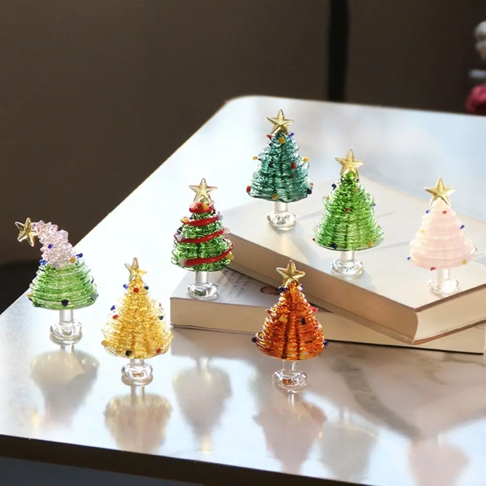 

Home Decor Crystal Christmas Tree Handmade Table Ornaments Christmas Tree Figurines Brushed Glass Crafts Christmas Decoration