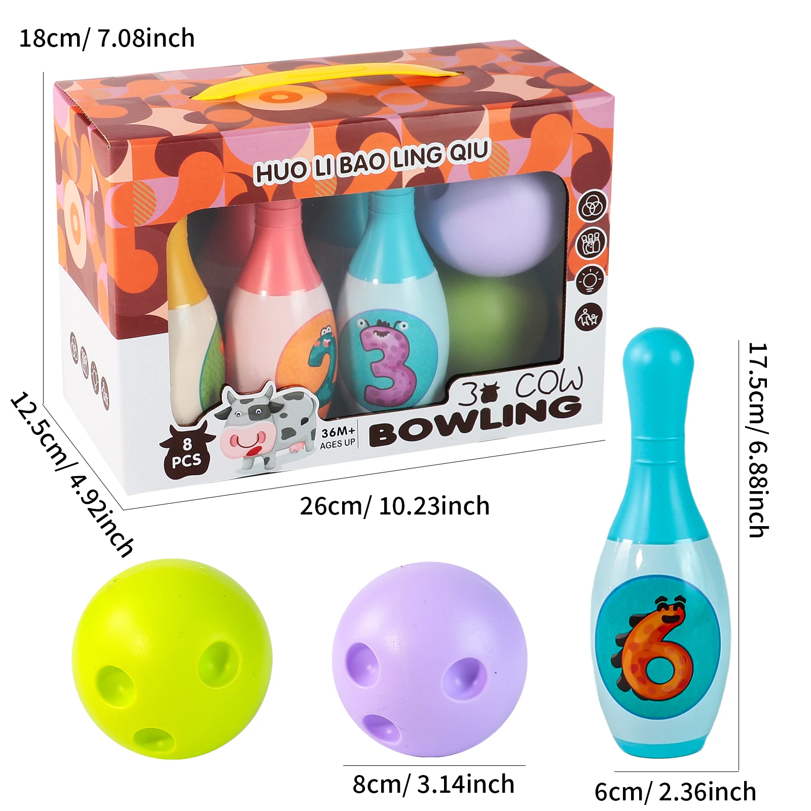 مجموعة واحدة من ألعاب البولينج التعليمية للأطفال الصغار تعلم أرقام الحيوانات ألعاب رياضية داخلية وخارجية ألعاب للأطفال هدية للأطفال