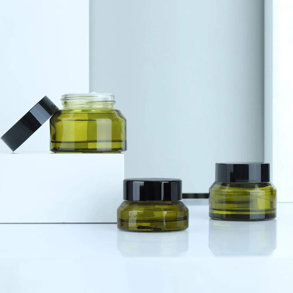 

4Pcs Glass Face Cream Jars Small Storage Containers for Travel Sub-Packing Lotion Eye Cream Dispenser Refillable