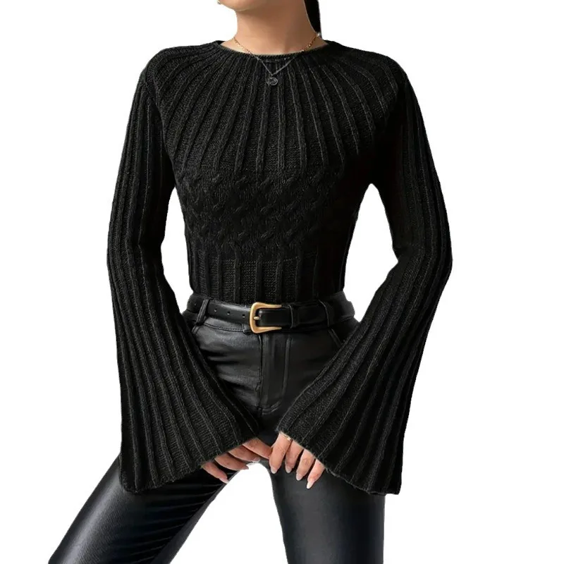 Women O-neck Pullover Female Knitwear Ladies Casual solid Sweater Spring Autumn Knitted Sweaters Long Sleeve Loose Jumper Tops