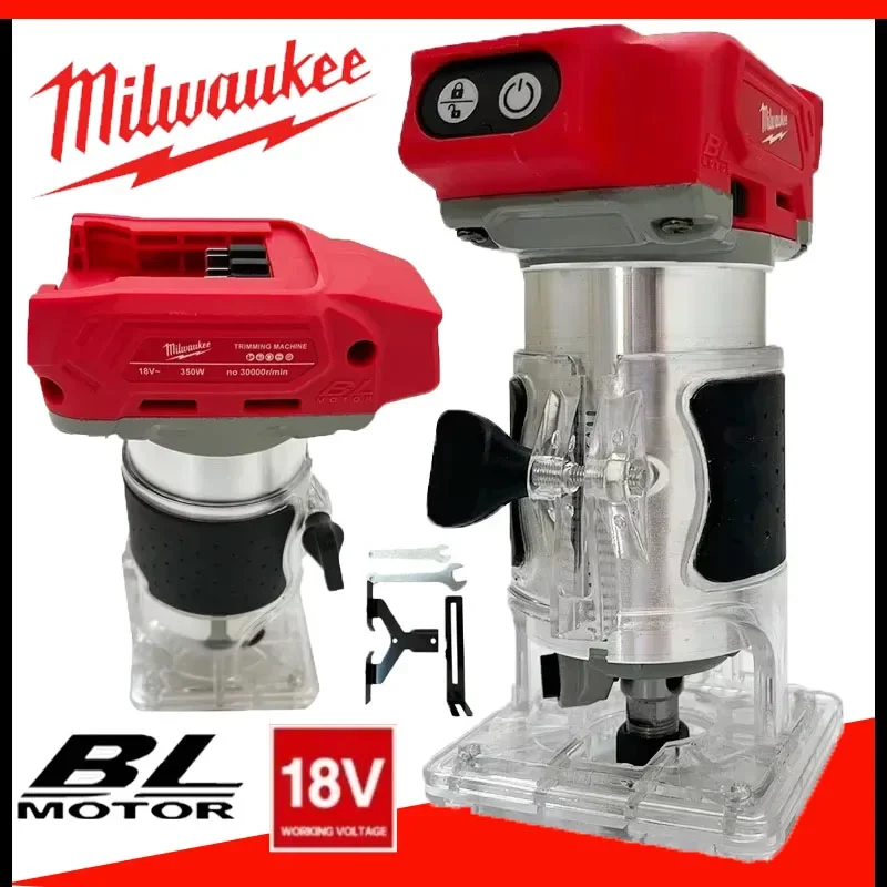 

Milwaukee Brushless Trimmer Cordless Electric Router Carpenter Milling Engraving Slotting Machine Carpenter Tool for 18v Battery
