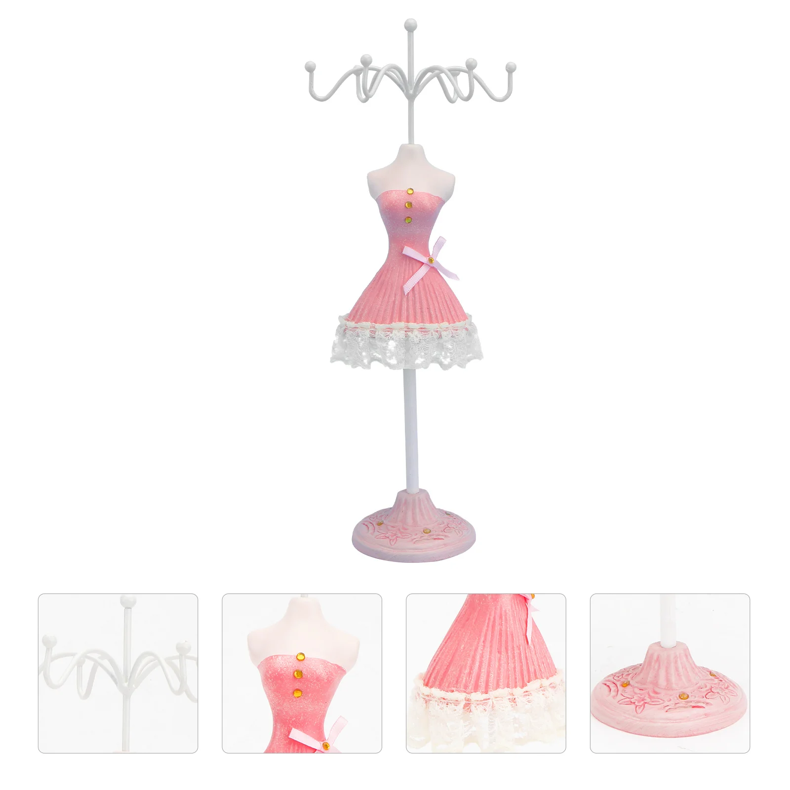 

Earrings Holder Rotating Display Stand Unique Necklace Rack Pink Practical Shelf