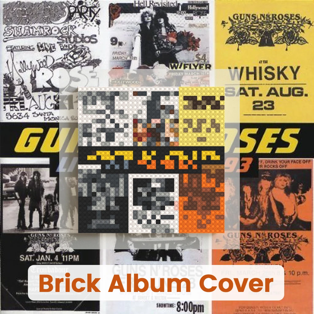 

G-Guns N' Roses Hard Rock Band Album Mosaic MOC Building Brick Art DIY Wall Decor Poster For Home Bedroom Living Room Decoration