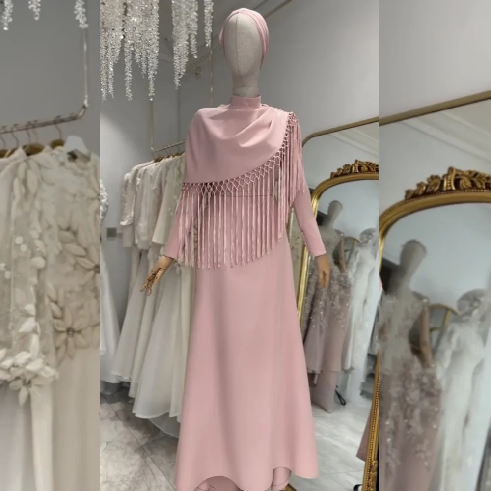 ที่กําหนดเอง JERSEY พู่คอ A-Line MIDI ชุด Bespoke โอกาส CLASSIC Elegant Simple ชุดราตรีอย่างเป็นทางการ FBسات