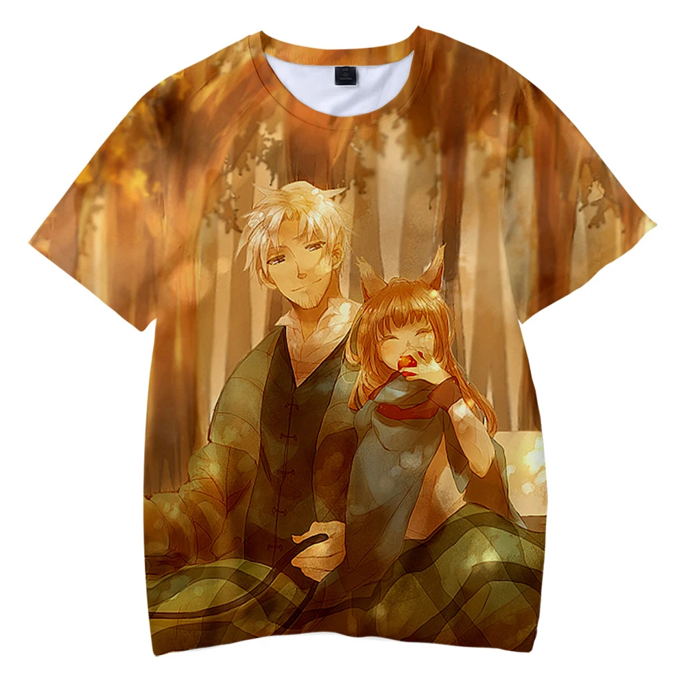 Camisetas de Anime Spice and Wolf para hombre y mujer, ropa informal de manga corta con cuello redondo en 3D, ropa de calle de verano, 2023