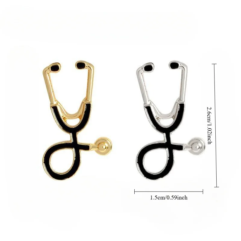 2Pcs Men and Women Cartoon Brooch Creative Doctor Stethoscope Chest Pin Cloth Accessories view 6