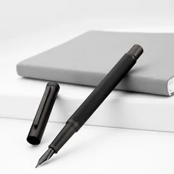 Fountain Pen HongDian 1850 ink Full Metal Clip Pens Stainless Steel Black White Classic Fountain-Pen F Nib School Office Supply