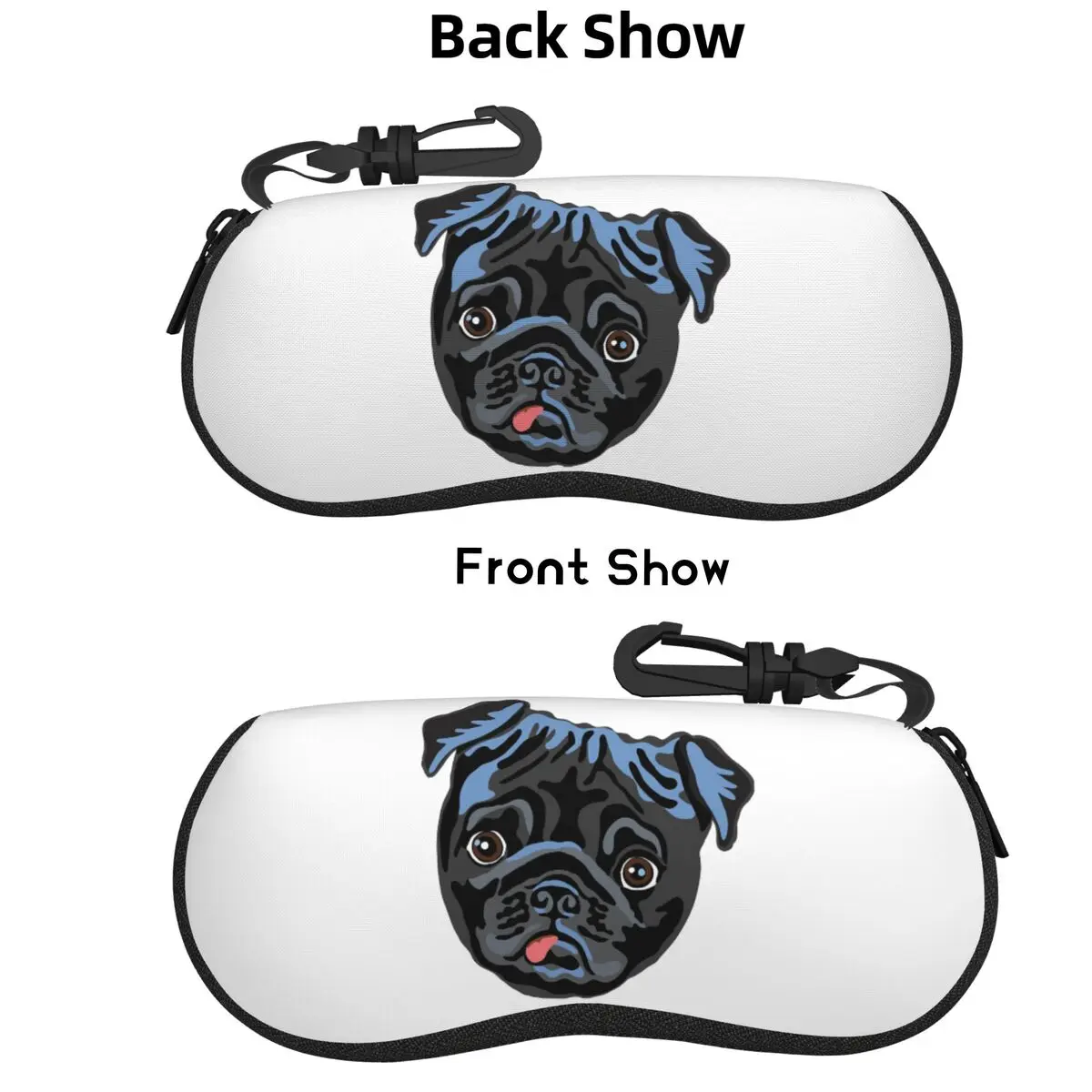 

Black Pug Shell Glasses Case Portable Sunglasses Box Women Men Soft Eyeglasses Bag Pouch