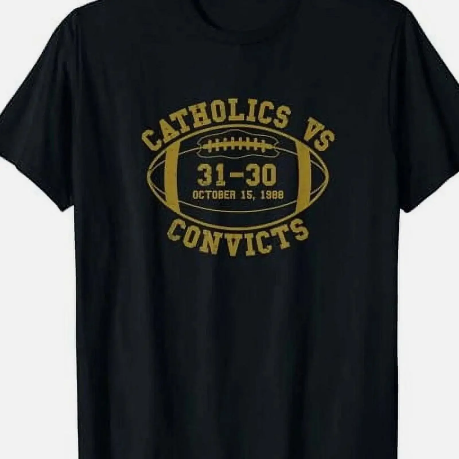 Catholics vs Convicts Score Oct 15 1988 T Shirt vintage Washed graphic streetwear Breathable Comfortable Casual homme