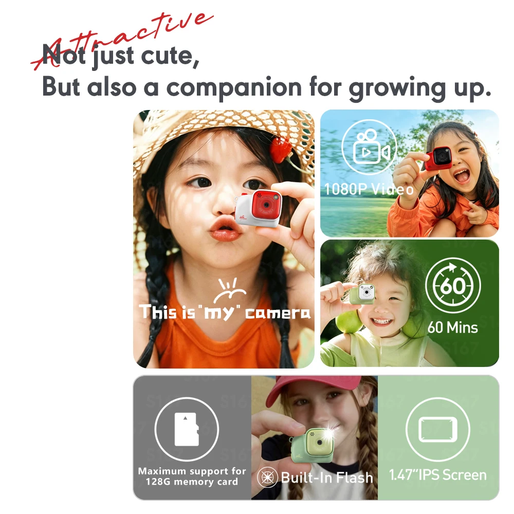 1080P Thumb Mini Camera Keychain Digital Camera Retro Camera HD Photo Travel Outdoor With Screen Support Memory Card for Kids