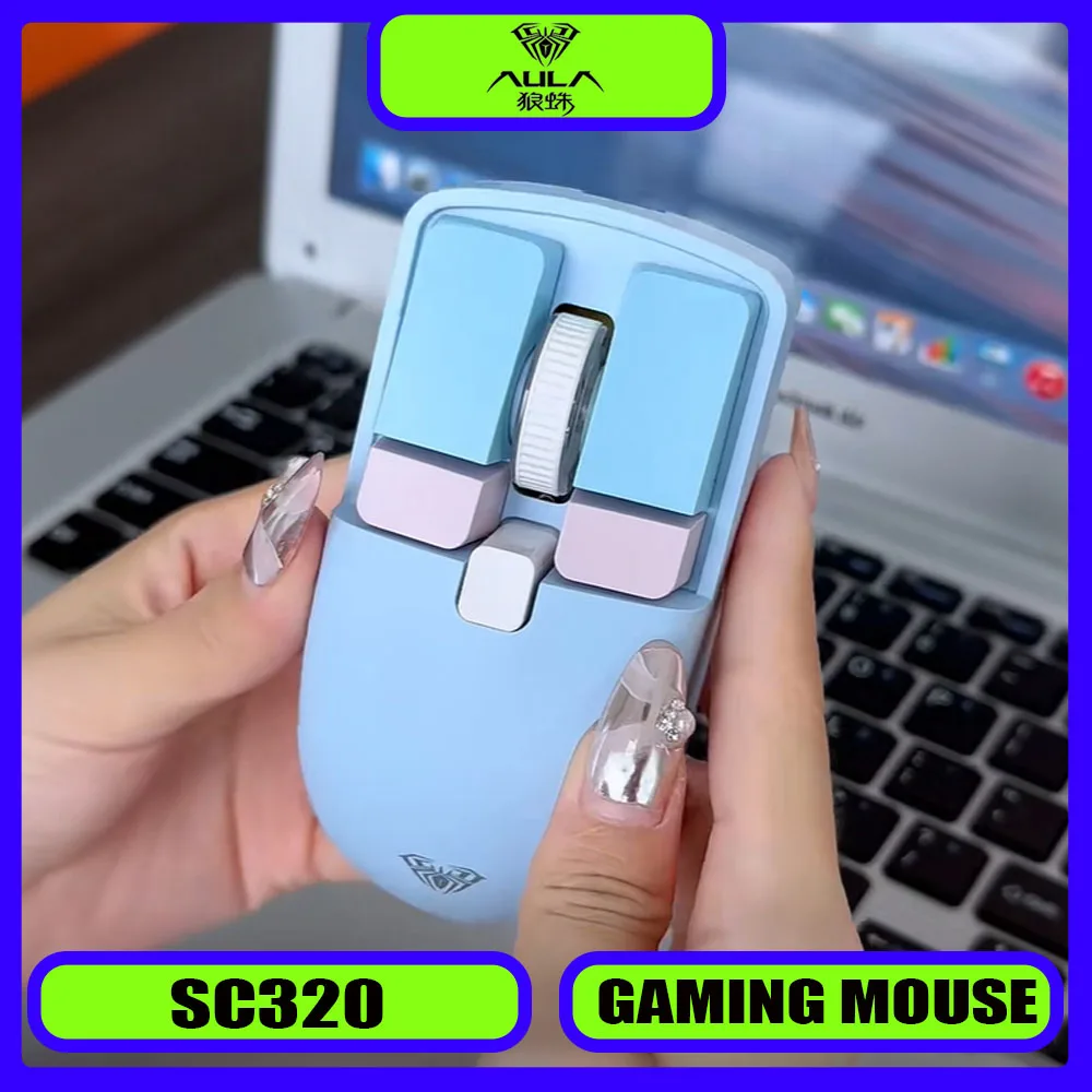 

Aula SC320 2.4G Gaming Mouse Wireless Sensitive Dual Mode Rechargeable 4000dpi Ergonomics Bluetooth Mouse Customized Player