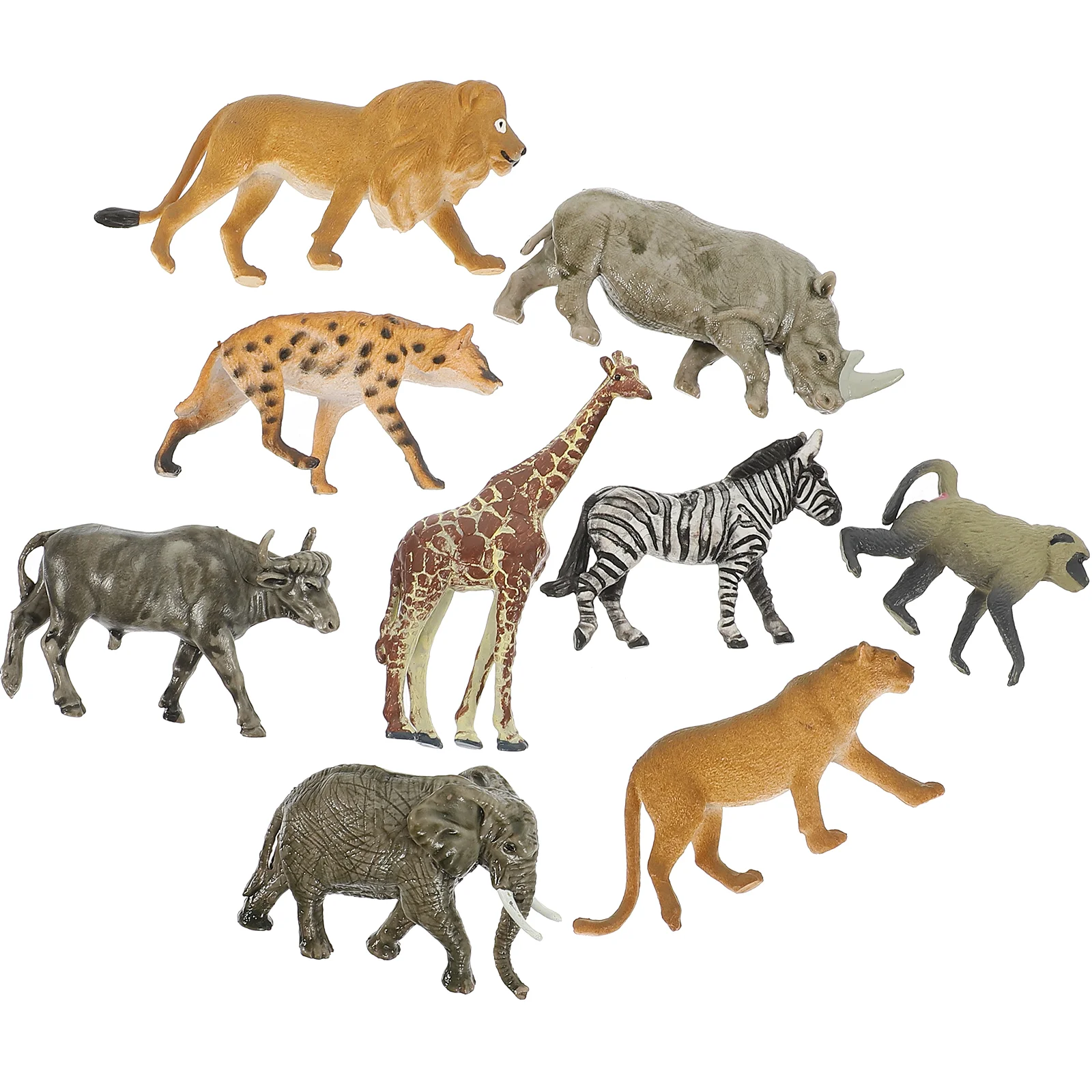 

9 Pcs African Animal Models Toys Kit Realistic Jungle Animals Spotted Hyena Figure Mini Wild Statues Home Decor Decorate