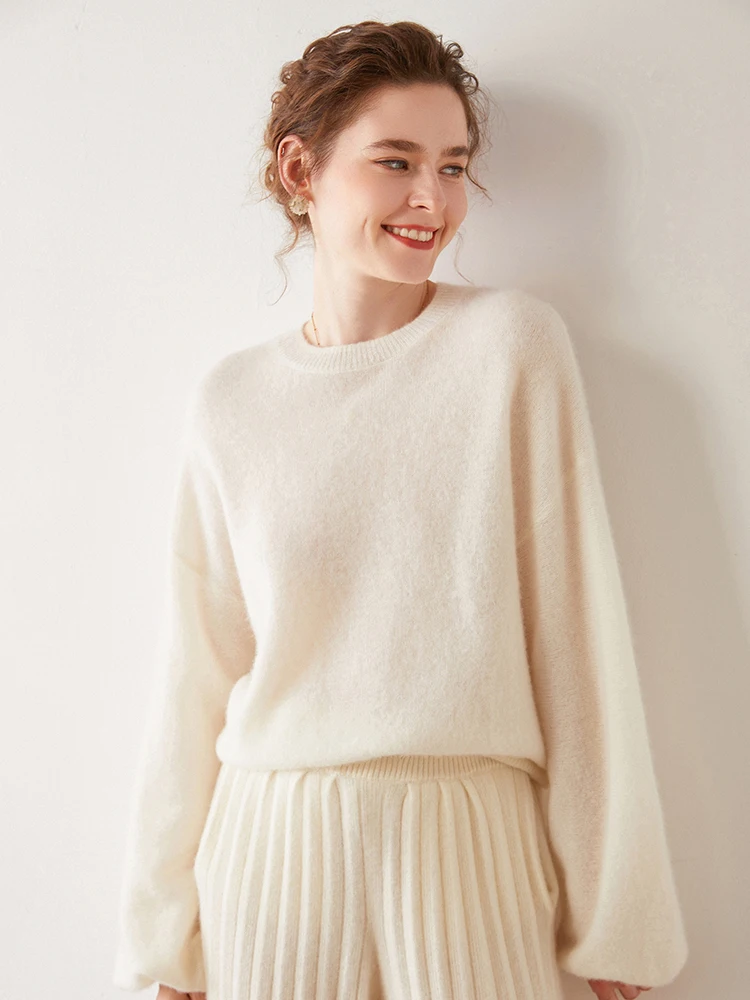 Women High End Cashmere Sweaters Batwing Sleeve O-Neck Pullover Autumn Winter Female Quality Knitwear Clothing Tops