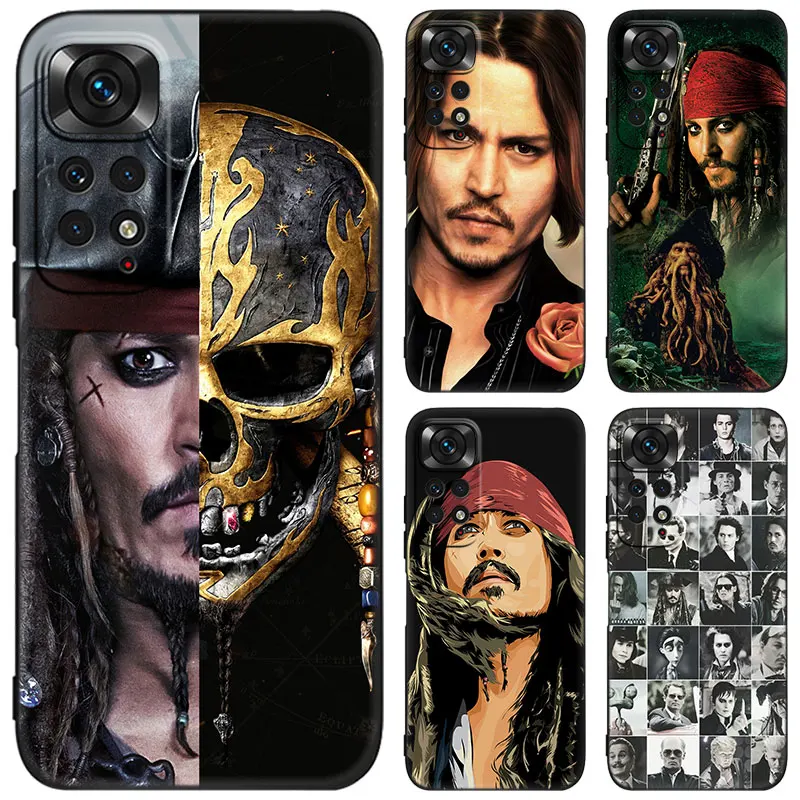 Pirates of the Caribbean Johnny Depp Black Phone Case For Xiaomi Redmi Note 12 Pro 11 Pro Plus 11S 11T 10 10T 5G 10S 9S 9 8 Pro