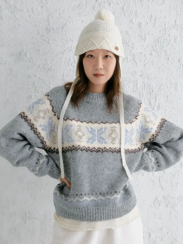 

Brand DP Holeo Jeon Sweater 2025 Winter Knitted Long Sleeve round Neck Open Cardigan Casual Loose Fit Ladies Sweater