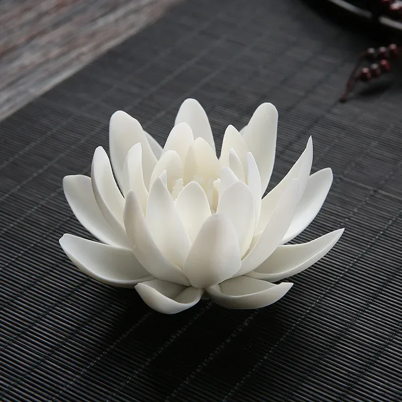 Handmade Water Lilies Incense Burner Ceramic Sandalwood Incense Stick Holders Zen Living Room Decorations Optional Lotus Bottom