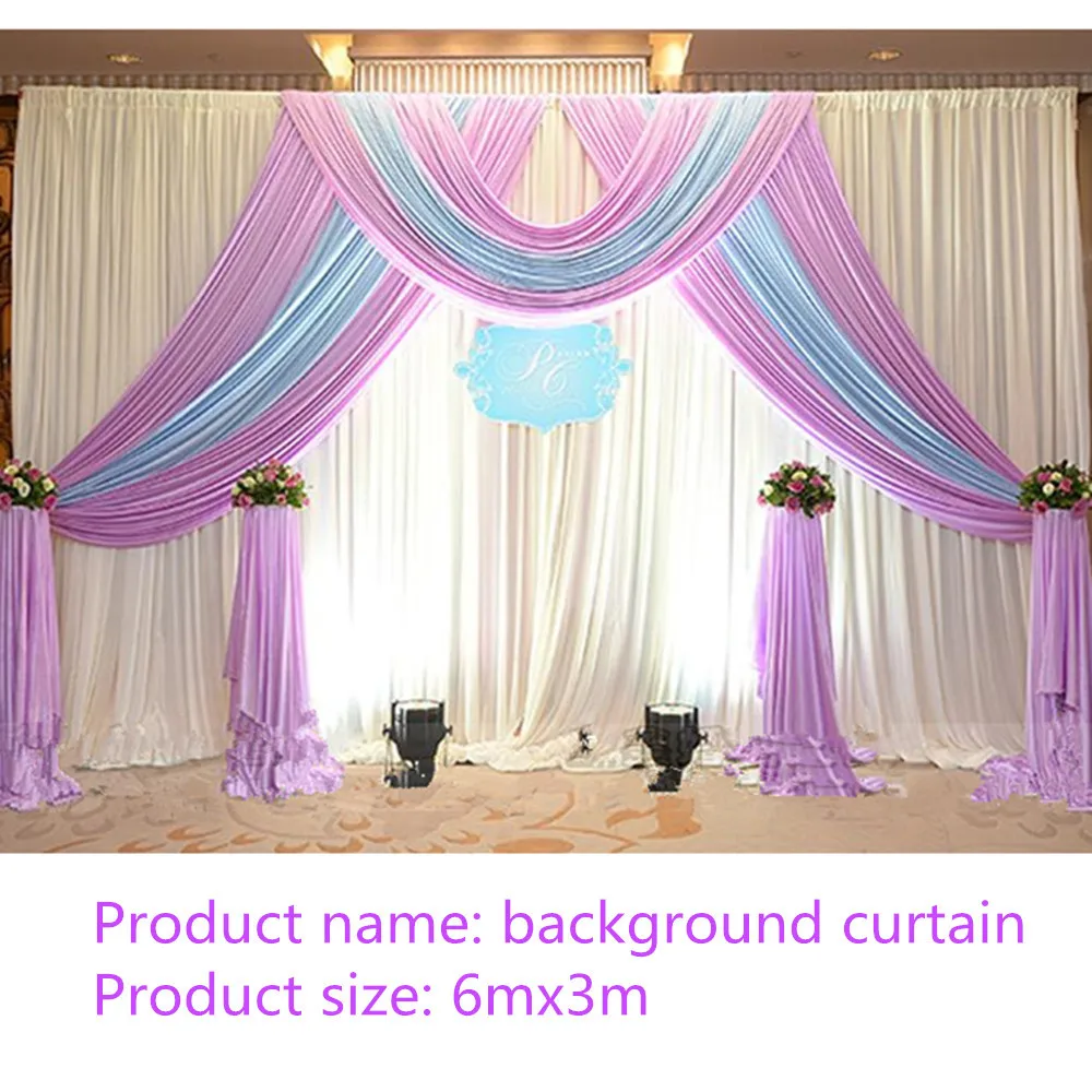 

Customized 3m*6m New Royal Blue Curtain White Nomantic Swag Drapes for Backdrop Wedding Party Birthday Decoration