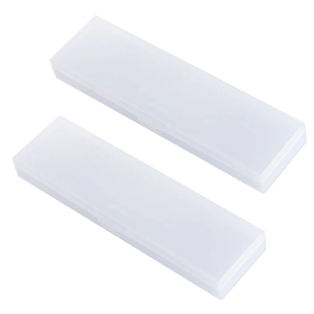 

2pcs 2 Pack Plastic Pen Box Pencil Translucent Storage Pouch Student Portable Durable Travel School Use Writing Case Pen Case