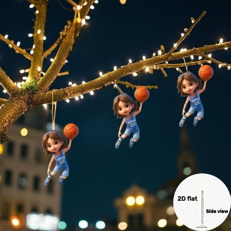 

2D Flat Acrylic Basketball Girl Car Keychain Charming Kawai Keyring for Friends Perfect Accessory for Sports Bags Party Gifts