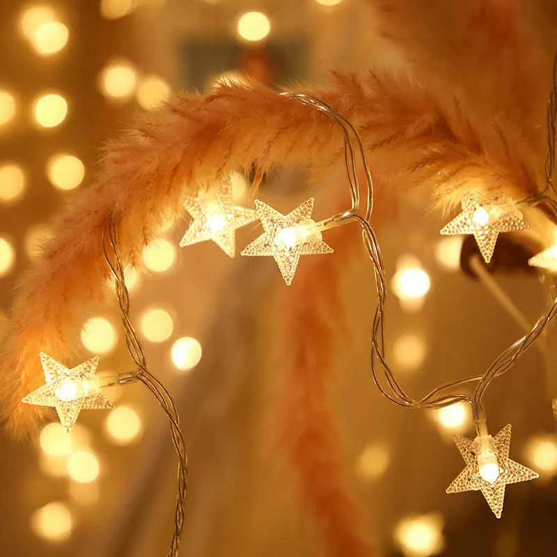 Valentine's Day Battery Power Festoon Star Fairy String Lights Wedding Room Decor Outdoor Party Garland Lamp Ramadan Decorations