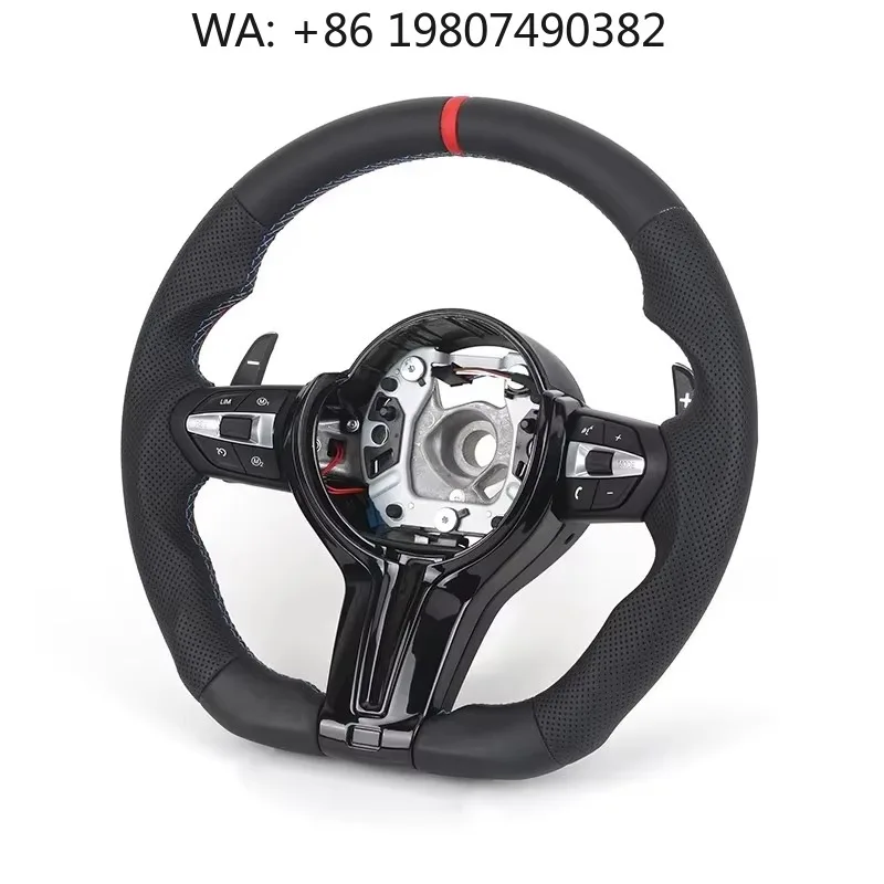 

Black Perforated Leather Red Streak Custom Steering Wheel Fit F10 X3 F20 M6 X1 F21 M5 X5 F30 M4 M2 E70 F87 E90 Mod Parts