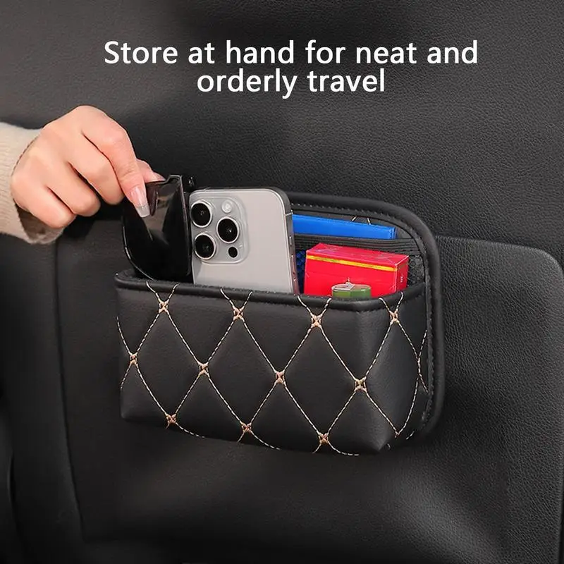 

Automotive Seat Back Organizers Car Seat Bag Door Trash Bin Vehicle Accessories Container Garbage Can Leather Pocket Waterproof