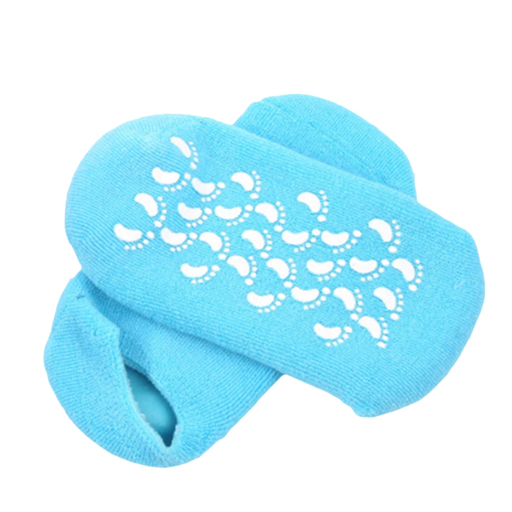 

2 Pairs Blue Gel Spa Socks for Dry Feet Moisturizing Foot Patches Detox Pads Enriched Mineral Oils Jojoba Grape Olive