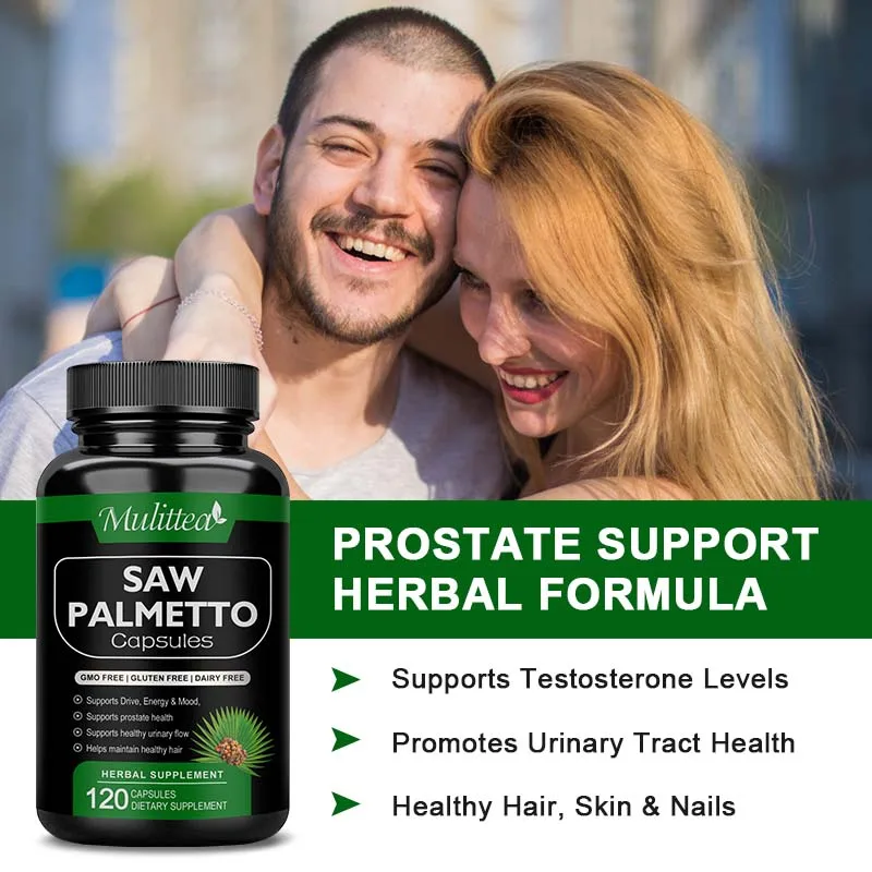 Mulittea Saw Palmetto Supplement Help Promote Prostate Health Support Bladder & Less Urination&Prevents Hair Loss