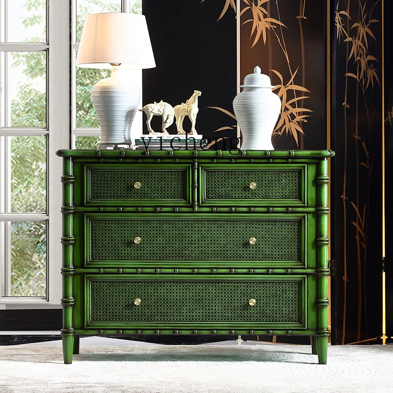 

ZK American solid wood retro porch dining side cabinet French medieval aisle bedroom chest of drawers