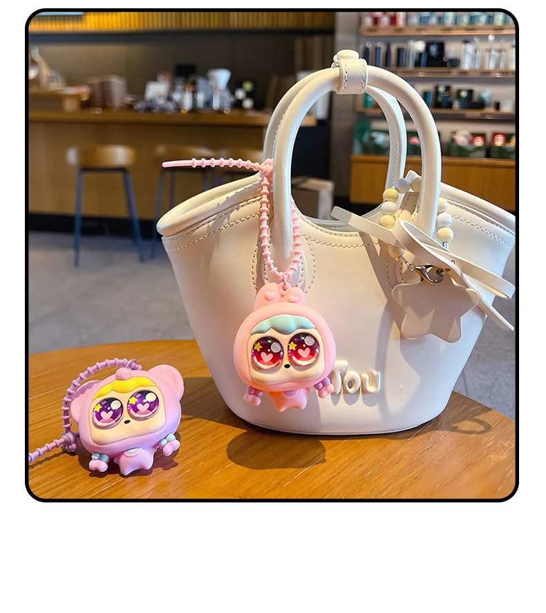 Kawaii Anime Bag Charm Soft Silicone Cute Big Eye Doll Keychain Scratch Proof Ornament For Women Backpacks Totes Besties Gifts